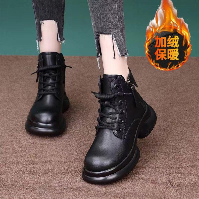 Retro Velvet Warm British Style Heightened Martin Boots New Short Boots In Autumn and Winter