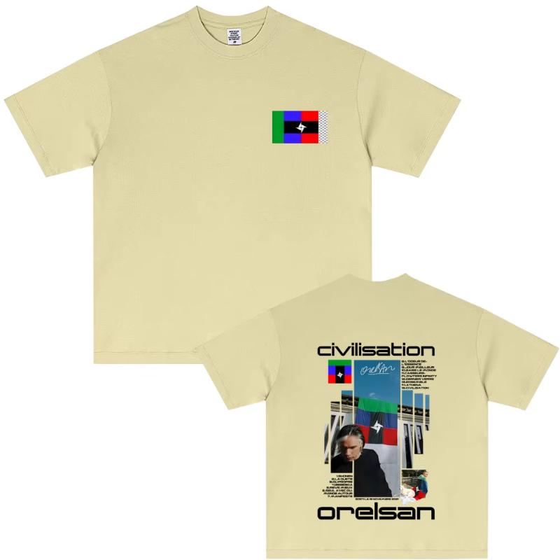 Rapper Orelsan Civilisation Album Graphic T Shirts Unisex Casual Soft Cotton Tshirt Unisex Women Hip Hop Fashion Pop Music Tshirt