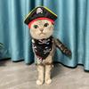 Cat Pirate Costume - Pet Hat, Skull Triangle Bandana, Halloween for Dogs Cats With Captain Headwear and Party Necklace
