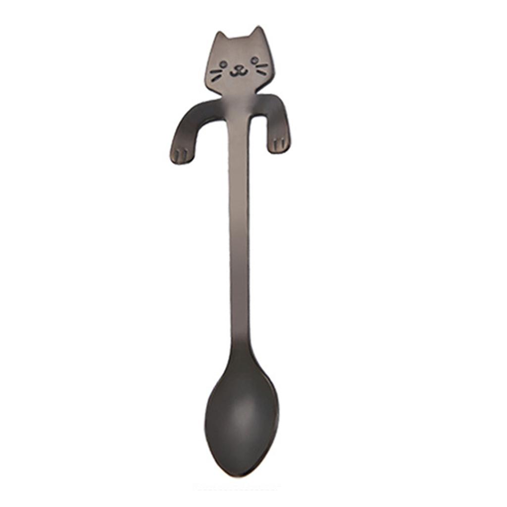 Stainless Steel Cat Spoon Creative Cartoon Hanging Cat Coffee Spoon Mug Stirring Spoon