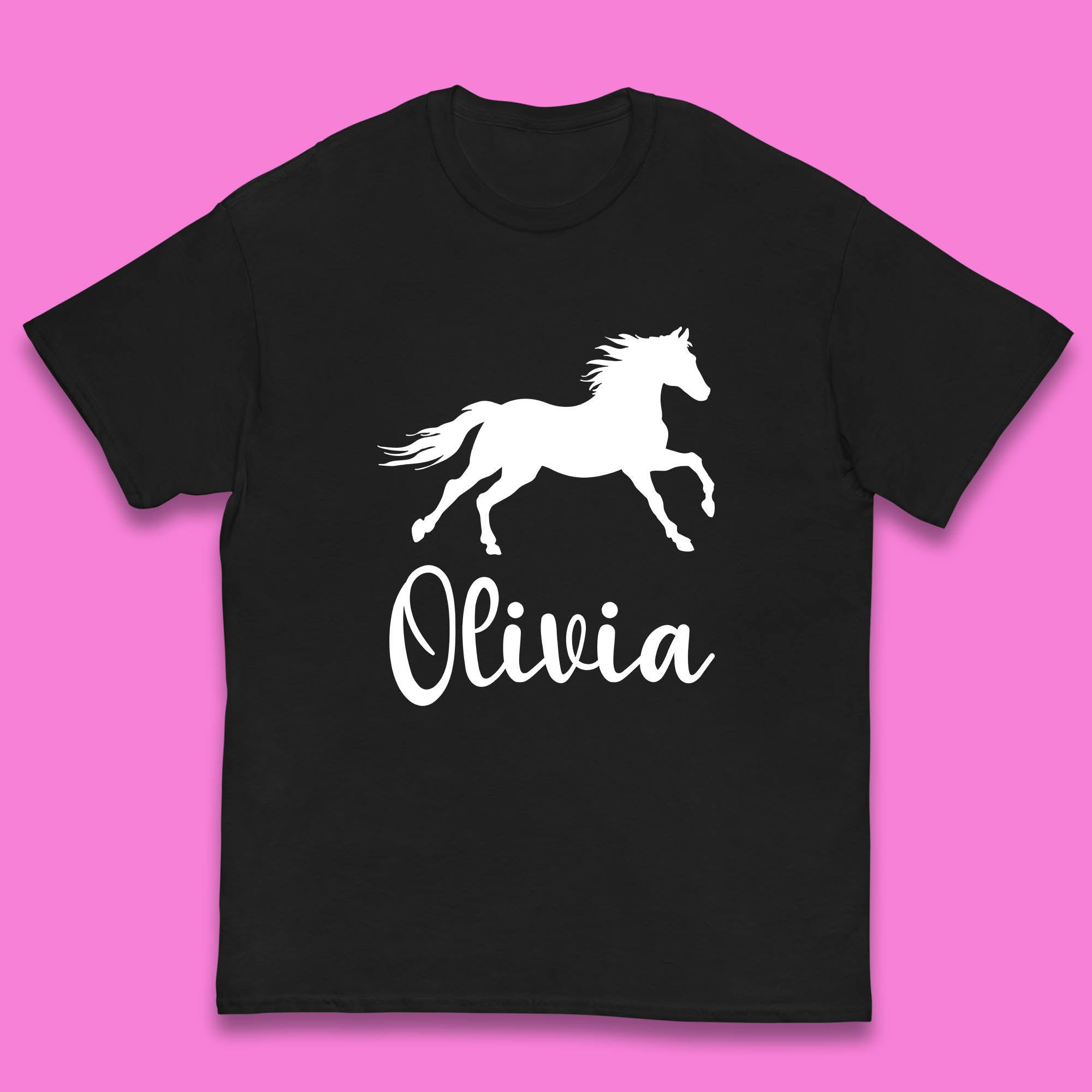 

Personalised Running Unicorn Your Name Or Custom Text Horse & Pony Lover Magic Believer Kids T Shirt 160