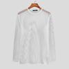 INCERUN Men Long Sleeve Mesh Skinny Tops See Through T-shirts