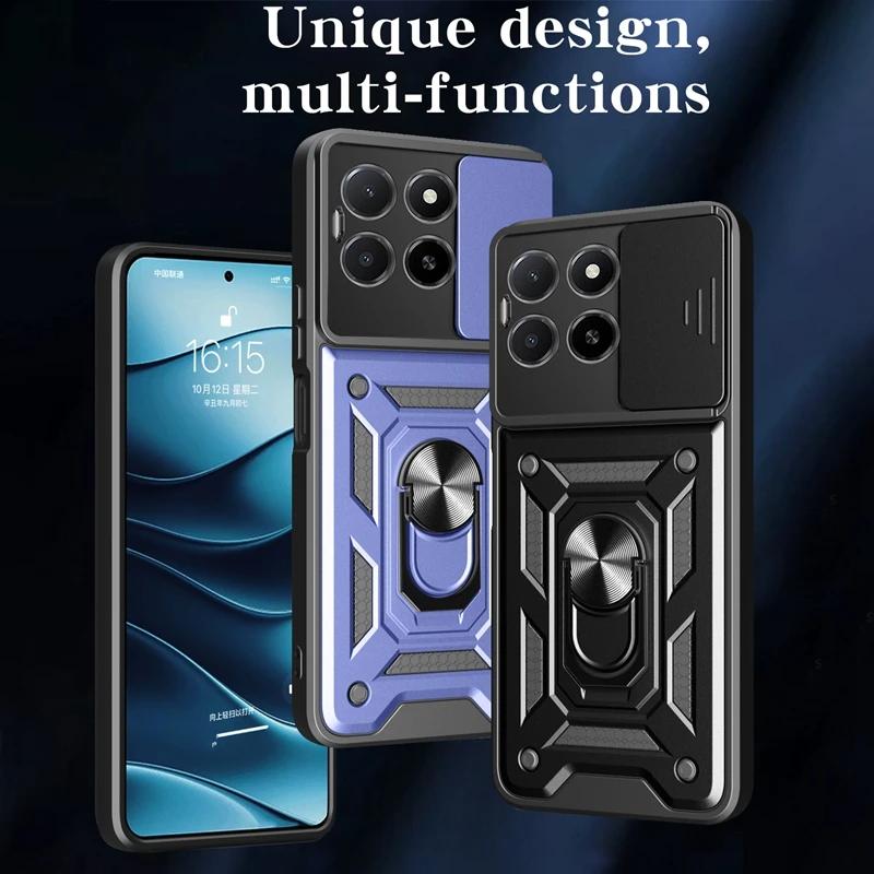 For Honor X5b Plus 4G Case Car Magnetic Ring Holder Slide Camera Armor Shockproof For Honor X5b / X5b Plus