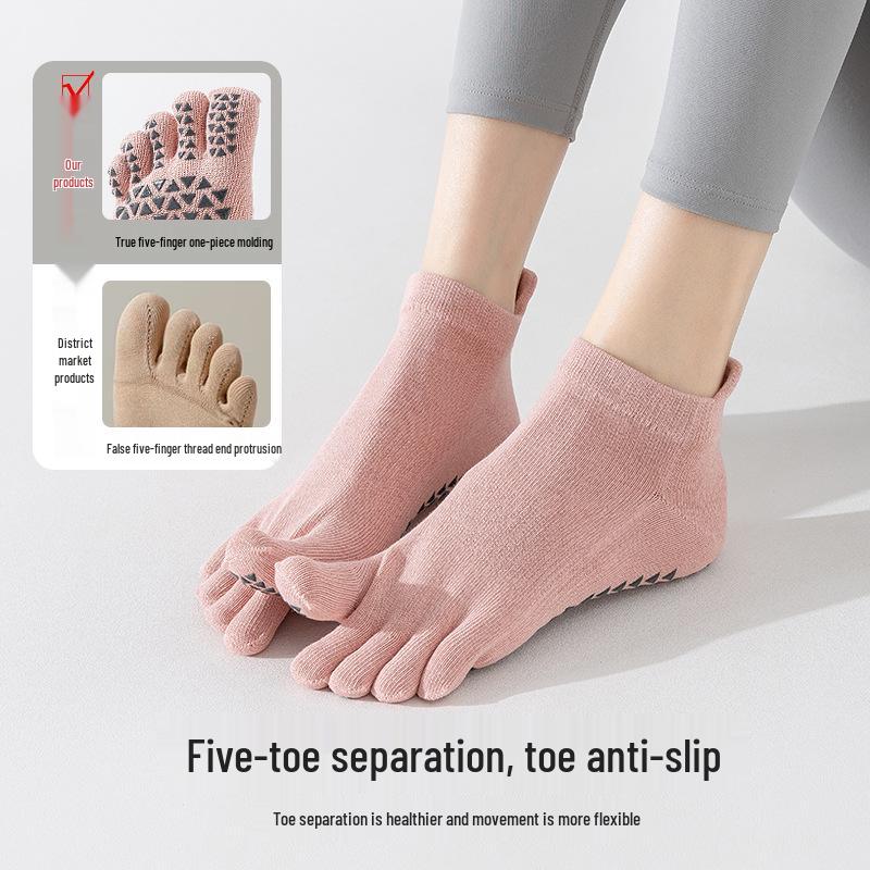Women's Non-Slip Cotton Yoga Toe Socks for Pilates, Fitness, and Indoor Sports