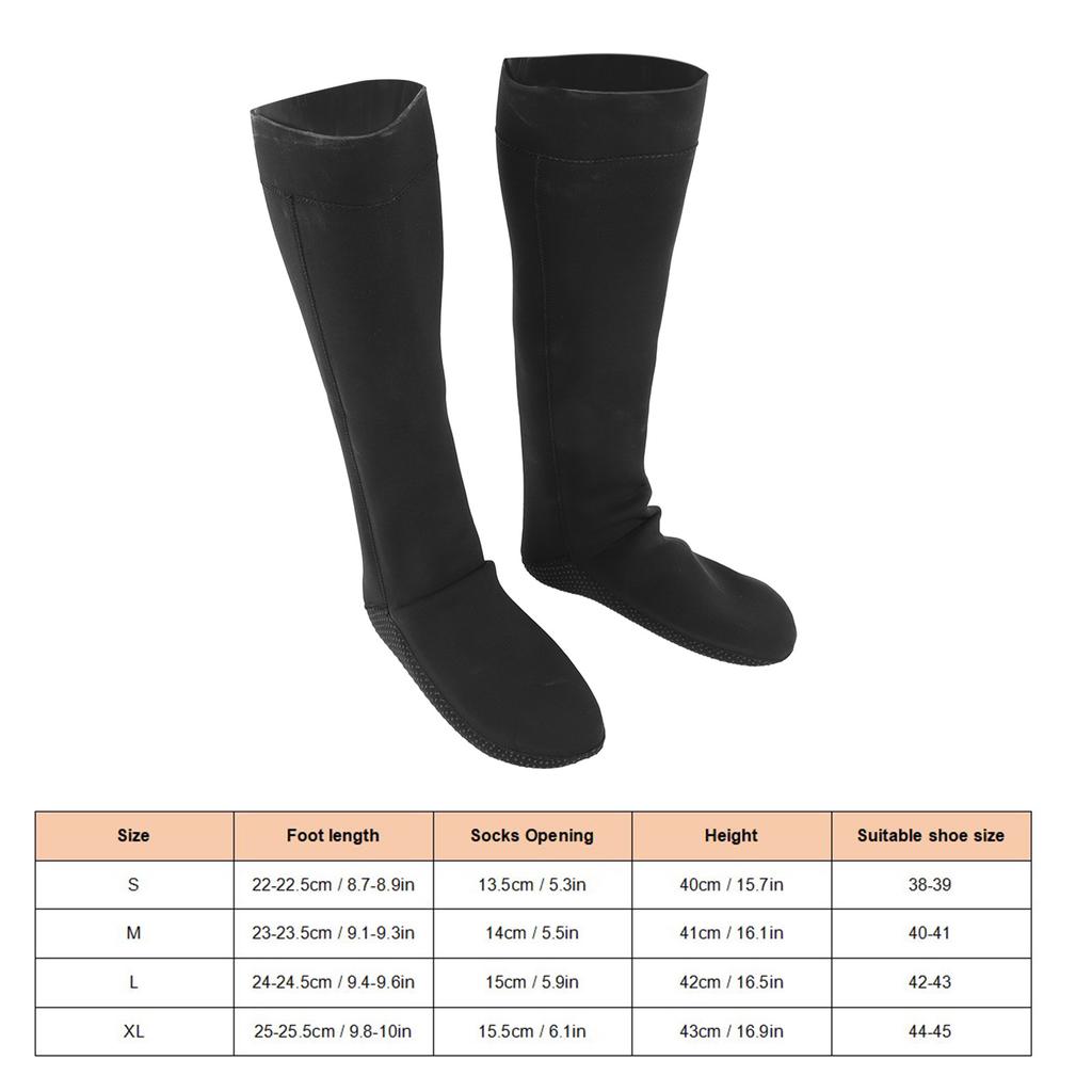 3mm Thermal Diving Socks Neoprene Quick Drying Long Dive Water Socks for Men Women Water Sports Swimming L
