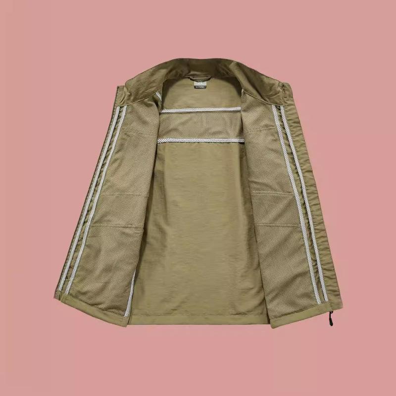 Vår och Höst Väst Herr och Ungdom Multi-Ficka Verktygsdesign Stor Storlek Lös Ståkrage Väst