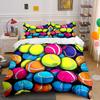 Colorful Tennis Balls Set Soft Skin-Friendly Bedding Set Includes 1 Duvet Cover And 2 Pillowcase Gift