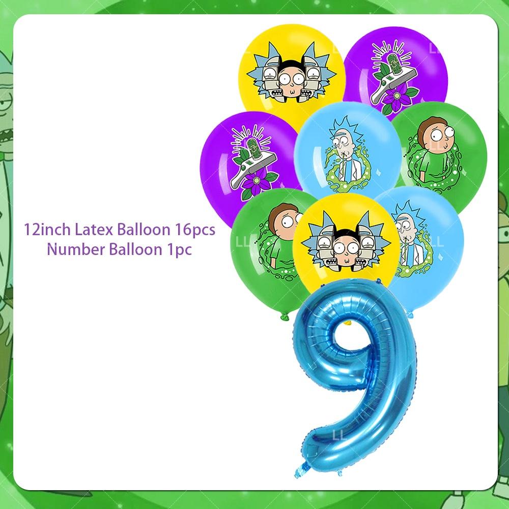 Rick And Morty Fans Child Birthday Party Decoration Anime Character Cake Topper Balloon Set Baby Shower Banner Adults Kids Gift