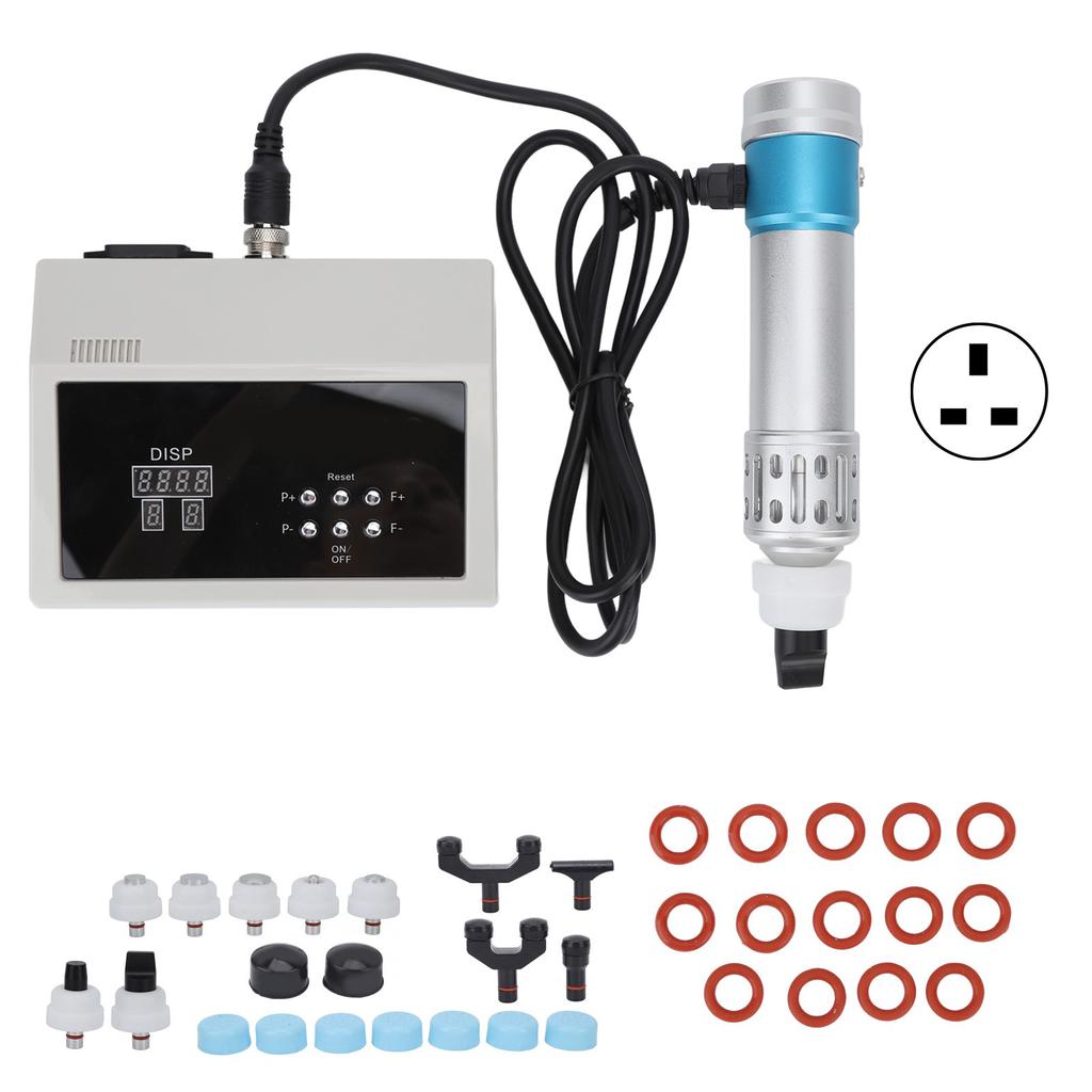 ED Shockwave Therapy Machine Extracorporeal Shock Wave Treatment Massager 100‑240V Blue and Silver