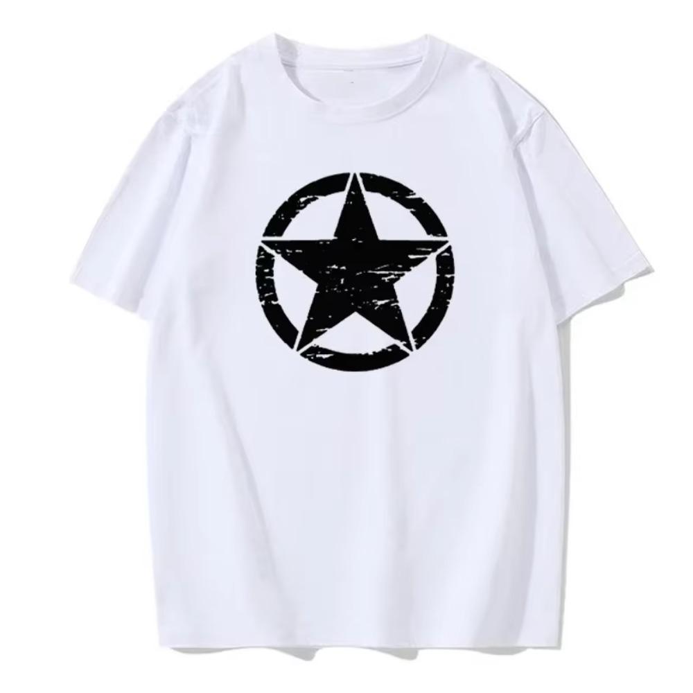 Summer Men's Short-sleeved Fashion Casual Printed Daily Versatile and Comfortable Round Neck Solid Color T-shirt Men's Tops