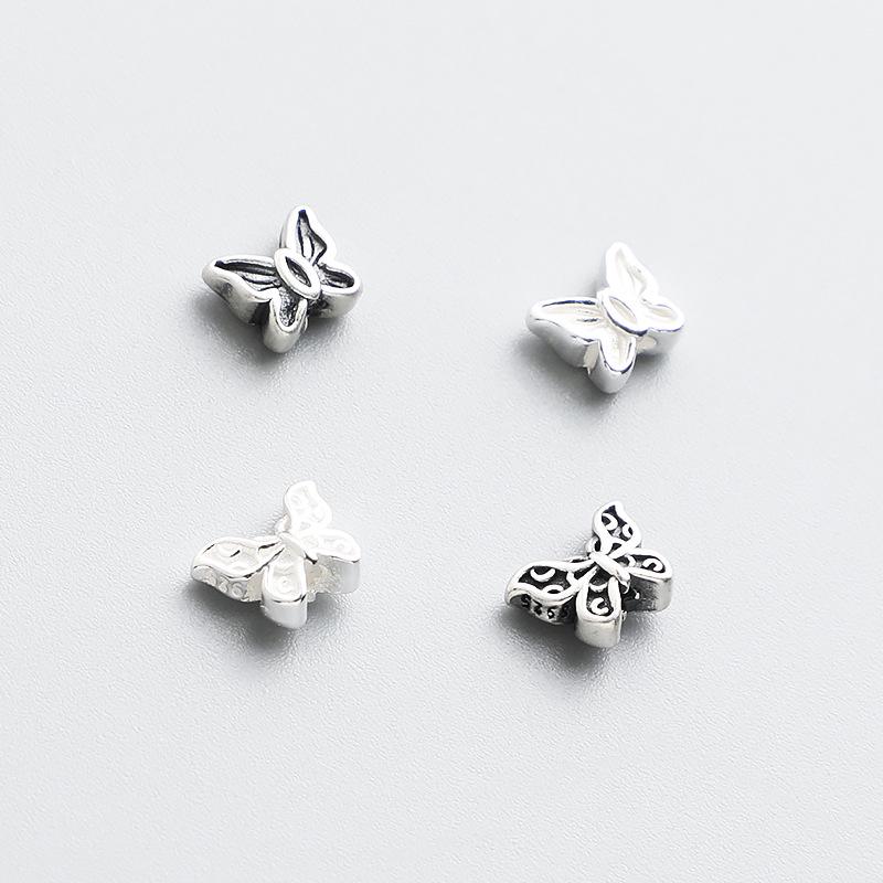 Handmade S925 Sterling Silver Thai Butterfly Spacer Beads for DIY Jewelry Necklace or Bracelet Crafting