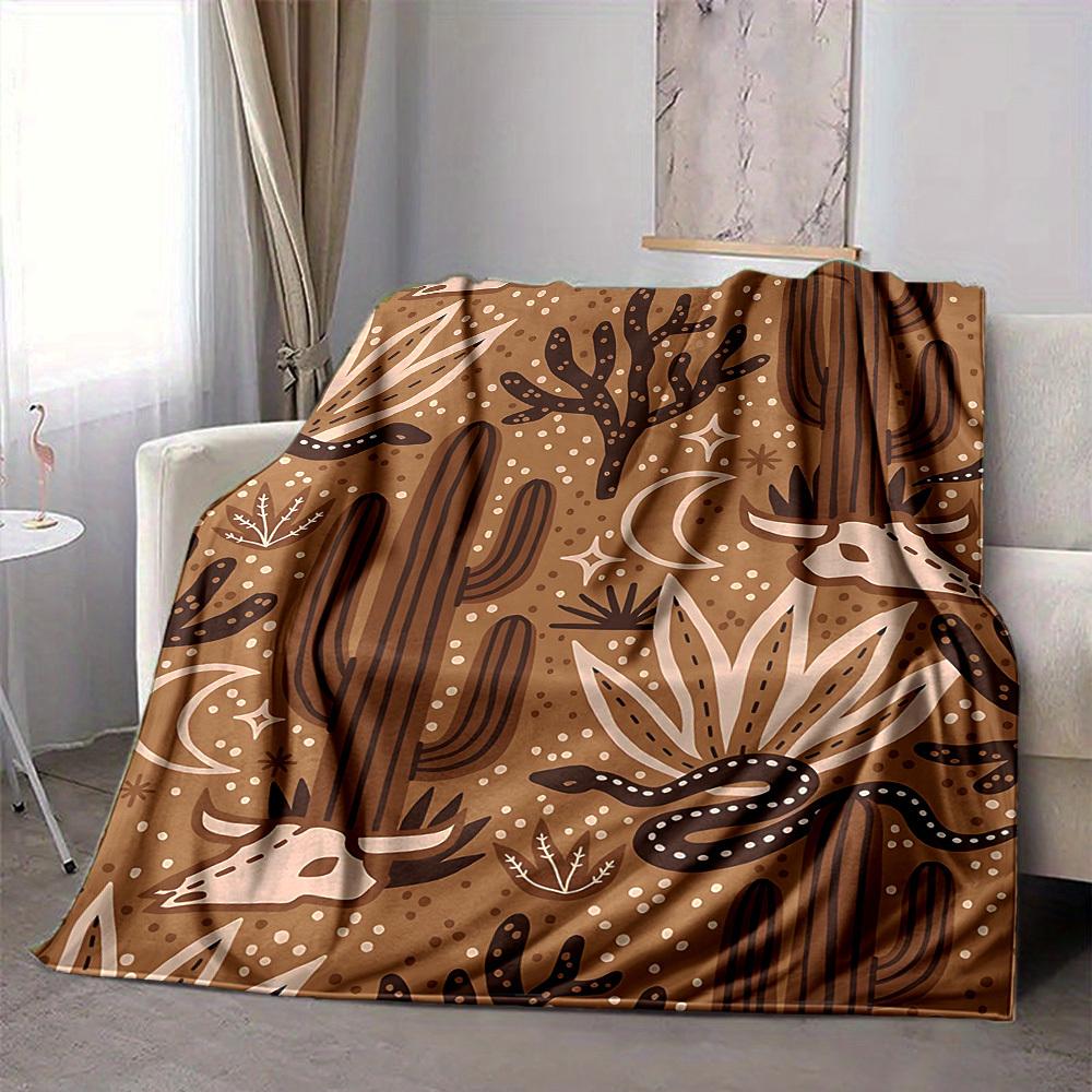 

1pc Desert Wildlife Print Blanket Lightweight Flannel Throw Blanket For Sofa, Bed, Living Room, Office, Outdoor Travel, Camping 80cmx120cm
