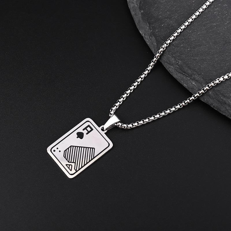 

Изысканный квадратный кулон из нержавеющей стали в виде игральной карты для покера, мужское ожерелье, хип-хоп, панк