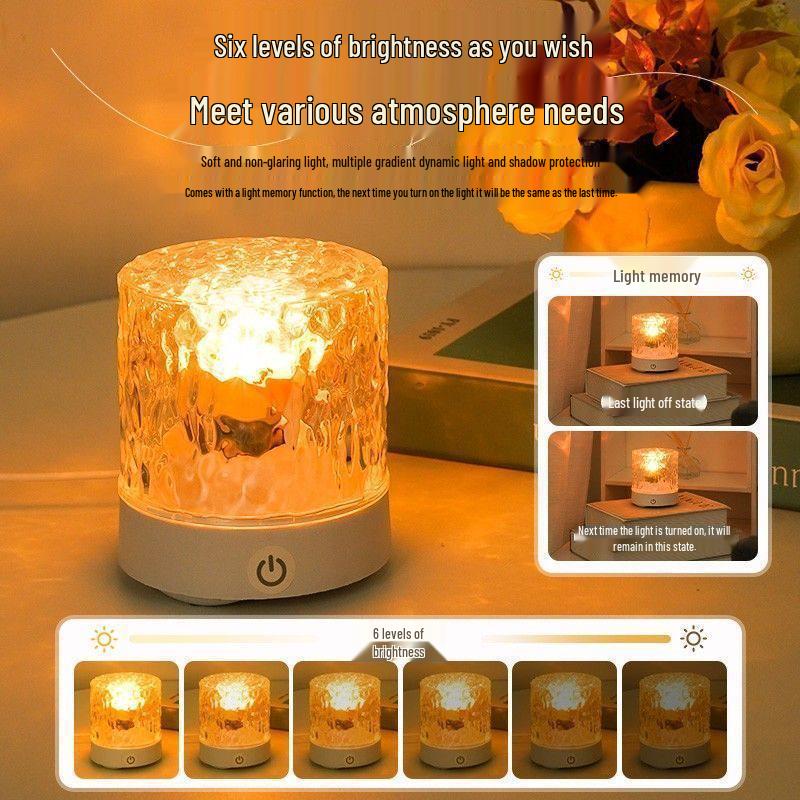 Ripple Pattern Night Light: Romantic Rotating Bedside Lamp for a Cozy Bedroom Atmosphere