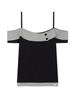 Eogeulliswedou Button Contrast Off-Shoulder (Black)