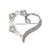 Heart Shaped Diamond Brooch Women'S Versatile Pearl Brooch Brooch