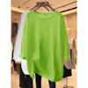 2026 Spring and Autumn New Avocado Green Long Sleeve T-Shirt for Women, Loose Fit, Pure Cotton, Mid-Length Base Layer Top