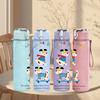 1PC Blue Little Character Print 750ml Color Plastic Sports Water Bottle Leakproof Flip Straw Lid Suitable for Sports Office Home Use