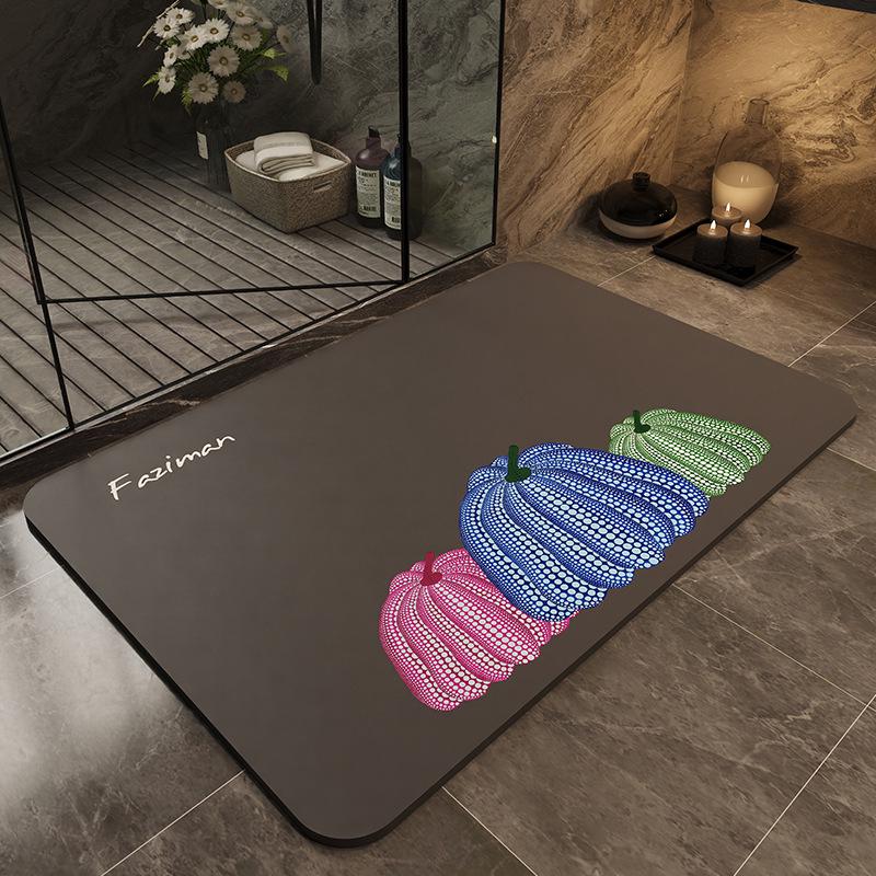 Minimalist Quick-Dry Absorbent Diatomaceous Earth Bathroom Floor Mat - Non-Slip, Wear-Resistant Foot Pad for Toilet Entrance