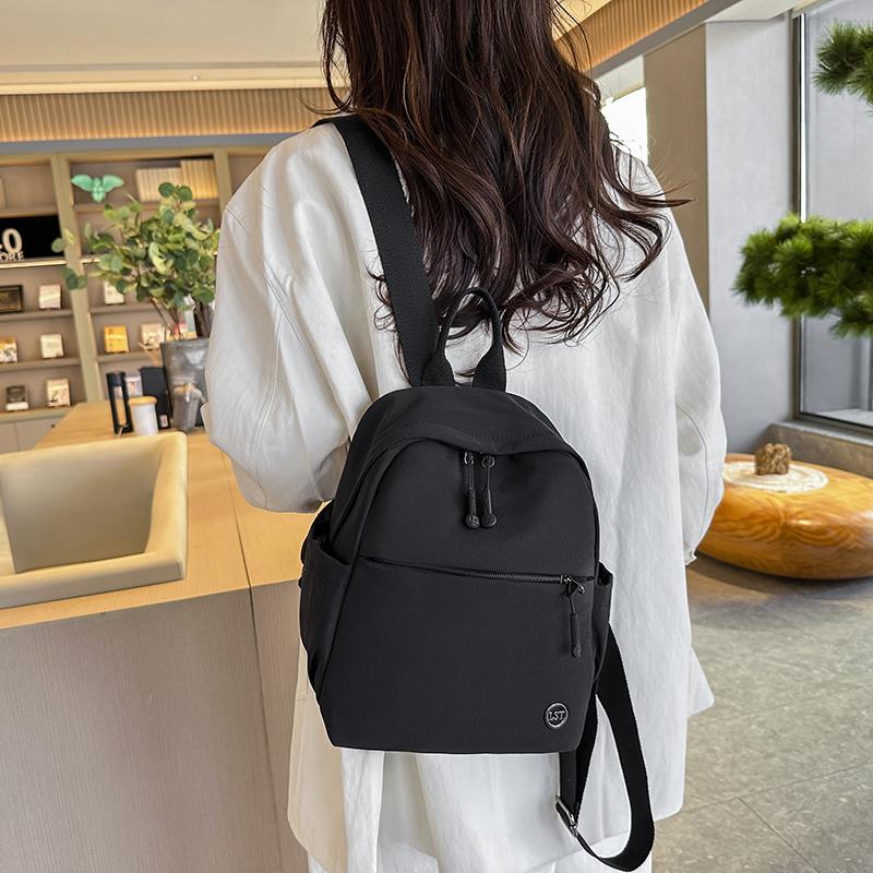 Casual Women's Backpack Lightweight Spring New Style Artistic Pure Color Travel Nylon Street Trend Breathable Small Size Backpack