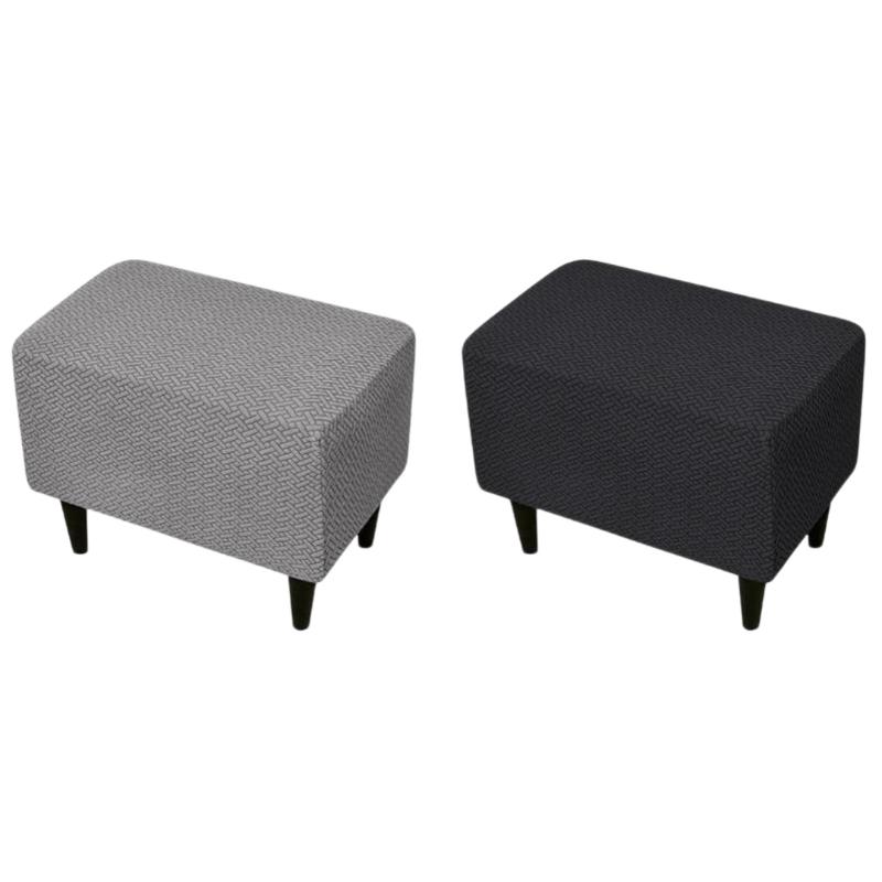 1Pcs Dust-Proof Footrest Protector Case Jacquard Ottoman Slipcovers Elastic All-Inclusive Footstool Pouf Covers For Living Room