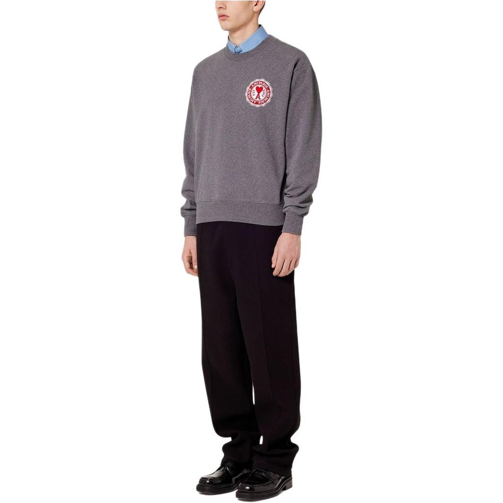 Amiparis Fw22 Letter Logo Round Neck Casual Long Sleeve Pullover Sweatshirt Women sweatshirt Gray USW011739-055