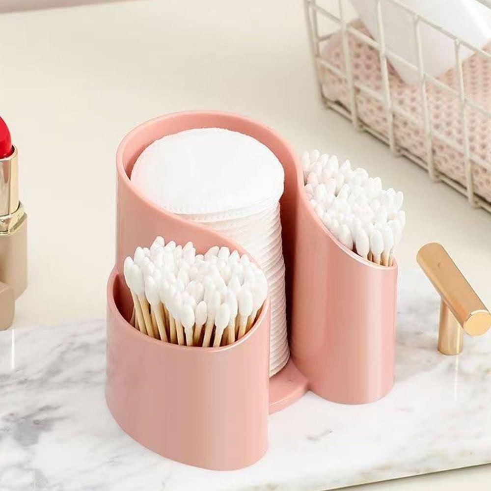 2in1 Cotton Swab Storage Box Dustproof Cosmetic Pad Storage Box  Bathroom Use