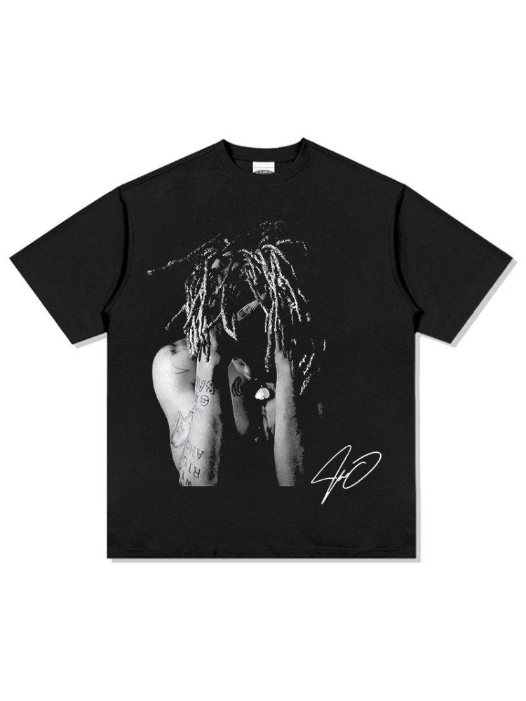 

Популярная американская футболка в стиле рэп от XXXTentacion с принтами в уличном стиле, короткими рукавами и удобным повседневным дизайном S