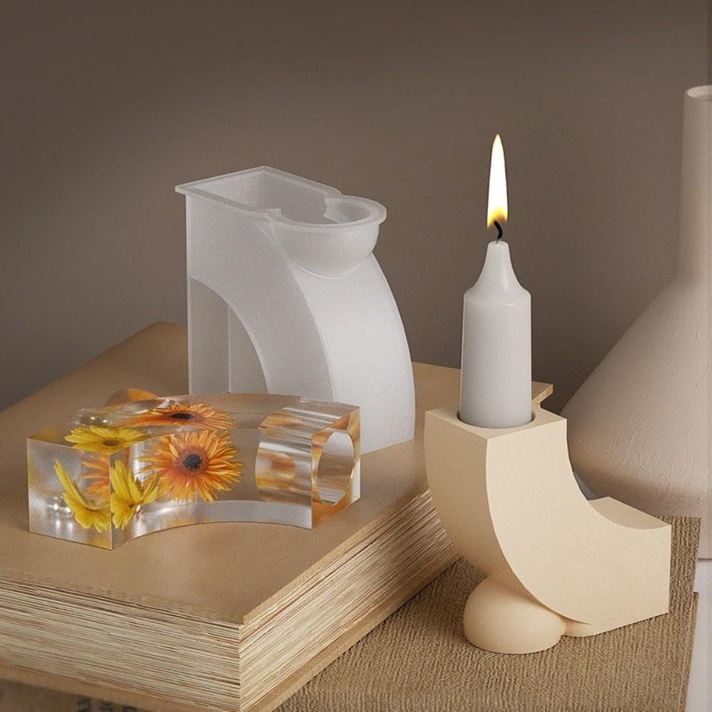 Geometric Candle Holder Mold Handmade Gypsum Platform Mold Candlestick Mould  DIY Craft Making
