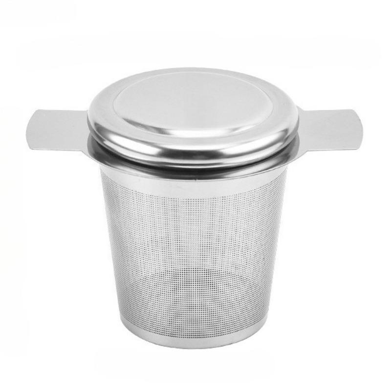 Stainless Steel Double Handle Loose Leaf Tea Infuser, Fine Mesh Coffee Filter Spoon with Lid, Hanging Leak-proof Tea Strainer