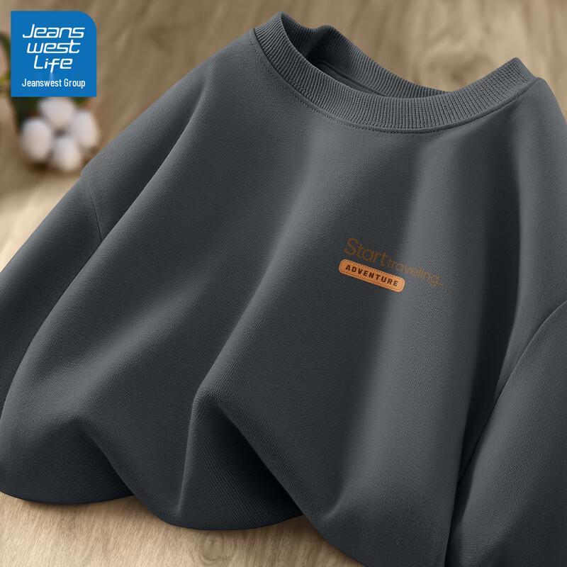 

JEANSWEST LIFE Men s Letter Print Crewneck Sweatshirt 3XL (175-200 jin)