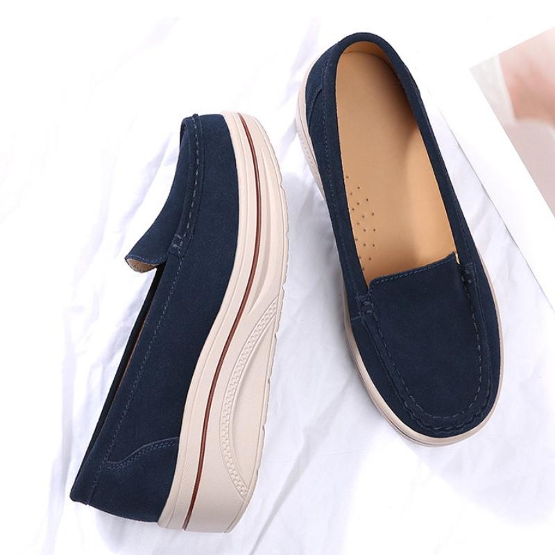 Nye fritidssko for kvinner Slip On Loafers Mote Komfortabel pustende kvinnelig plattform Høydeøkende fottøy