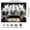 1 Polyester Party Background Banner for a Rock Band Stage: Concert Themed Decoration, Includings, Drums and Guitars.