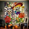 Floral Skull 3D Printed Curtains High Quality Black Silk Heat Insulation Blackout Curtains Bedroom Study Living Room Curtains