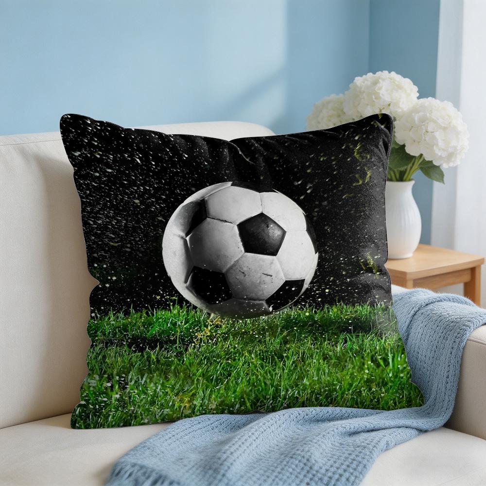 Cartoon Football Print Cushion Cover Square Pillow Bedroom Sofa Leisure Comfort Living Room Home Decoration X