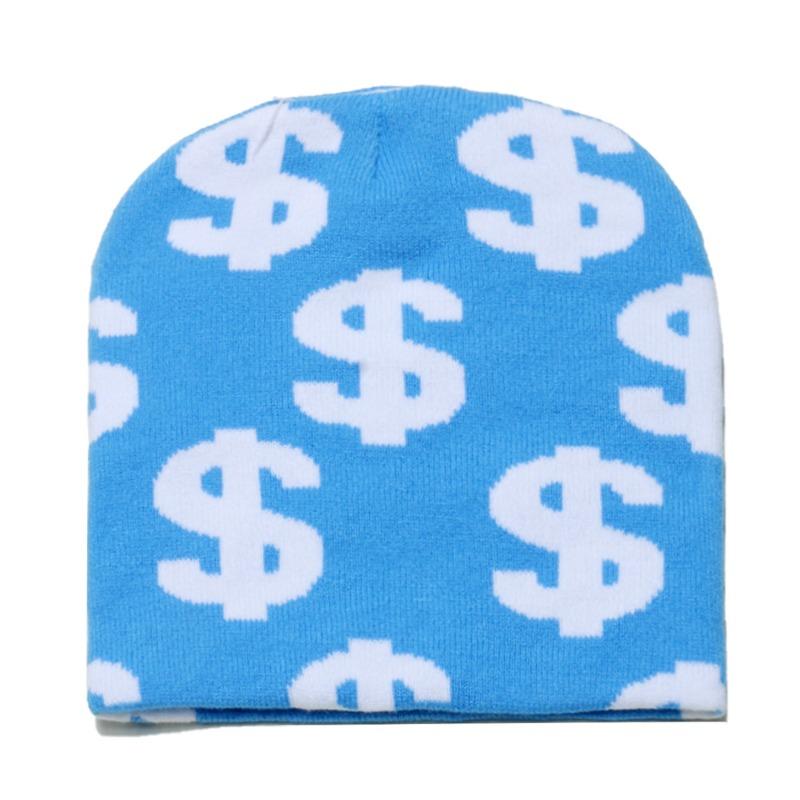 Winter Warm Casual Y2k Knitted Hat with Dollar Sign,ski Hat,stretch Breathable Skull Hat,hip Hop Dice Hat Suitable for Halloween