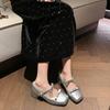 Fashion Women's Elegant Bow Designed Square Head Shallow Mouth Casual Mary Jane Shoes Autumn 2025 New Comfortable Versatile Single Shoes