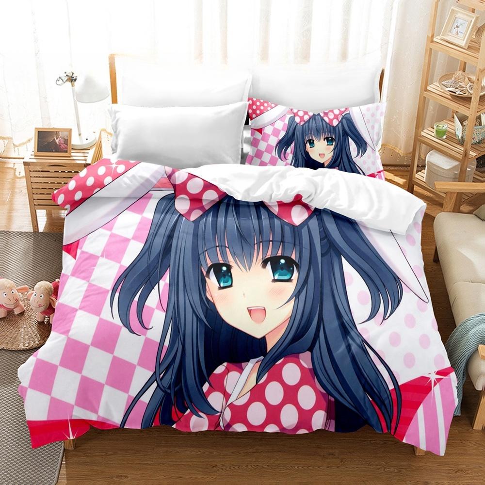 New 3D Priningt Kawaii Girls Yae Sakura (Shuffle!) Bedding Set Cartoon Anime Three-piece Set Adult Kid Bedroom Duvetcover Sets