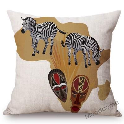 Nordic Africa Map African Tribe Designs Home Decorative Sofa Pillow Case Cotton Linen Wild Life Animal Office Chair Pillow Cover