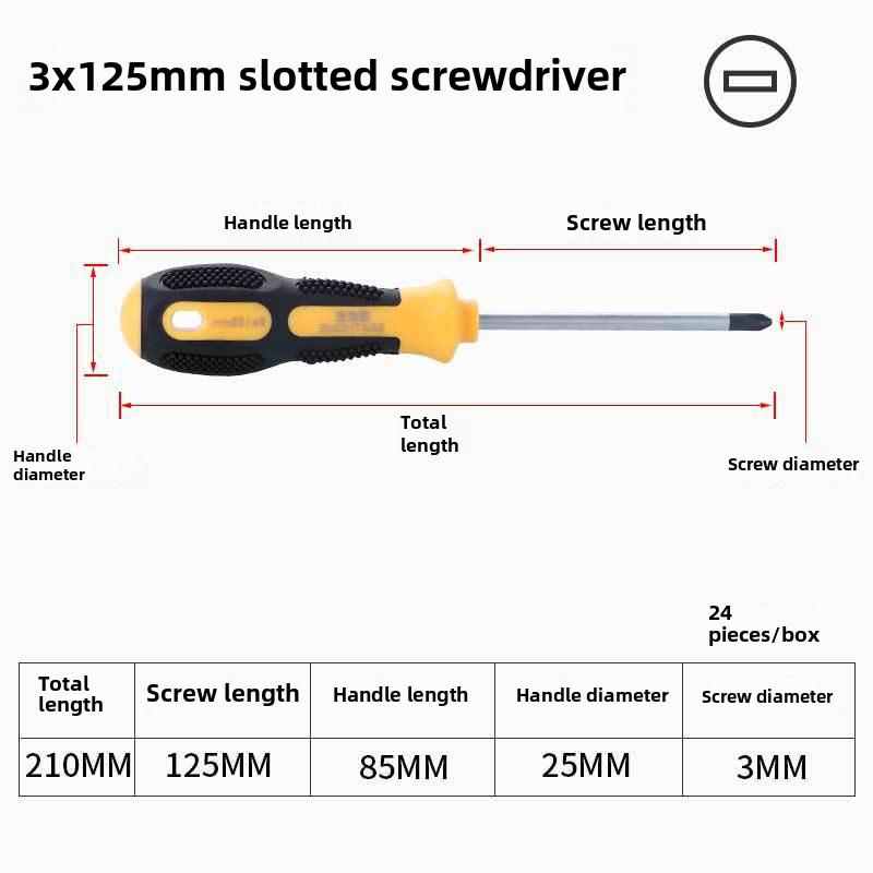 Industrial Grade Cross Flat Head Screwdriver Tool with Strong Magnetic Tip and Non-Slip Handle.