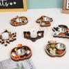 1pcHalloween Pumpkin Bat Candle Holder Thanksgiving Maple Leaf Candle Holder Party Table Decoration Ornament Wooden Candle Holde