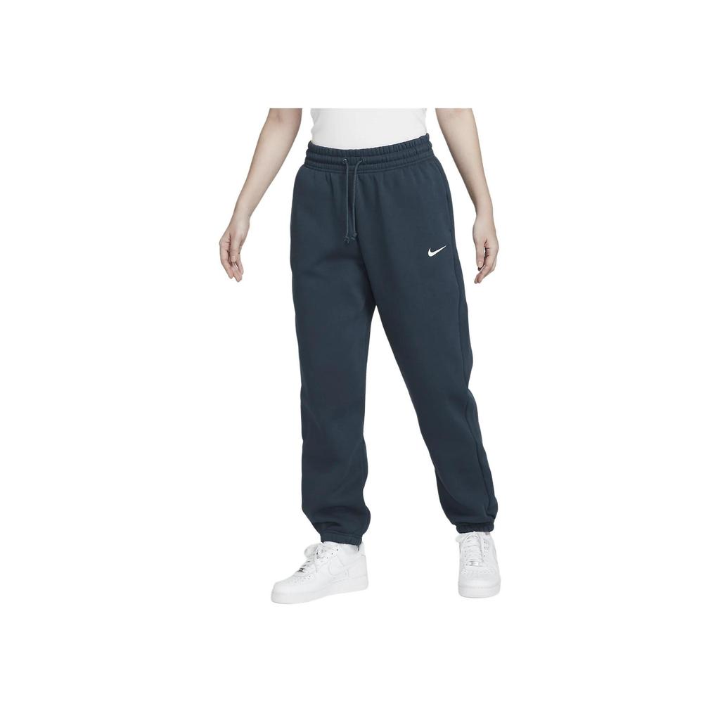 Nike Sportswear Phoenix Fleece Logo Solid Color Drawstring Knitted Sweatpants Women Bottoms Deep-Sea-Blue FZ5997-478
