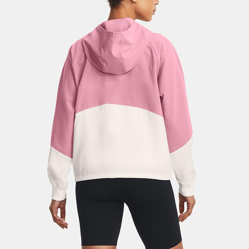 Under Armour Woven Full-Zip Color Block Hooded Jacket Women Jacket Pink 1369889-697
