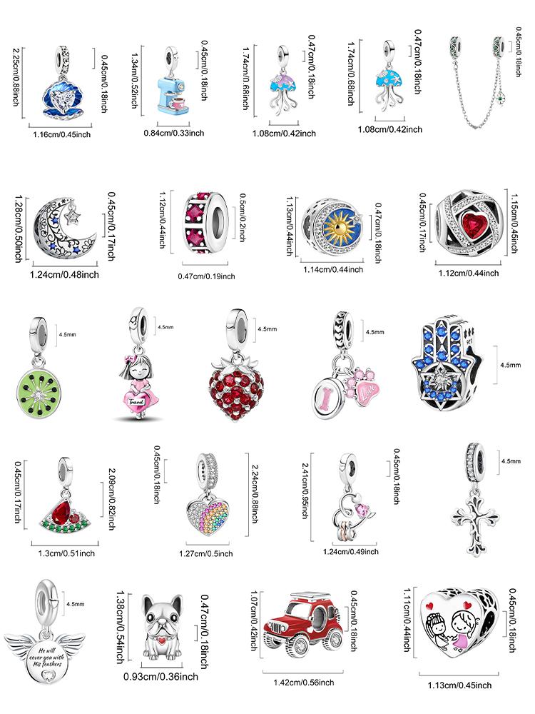 Copper Strawberry Dog Jellyfish Car Cross Charms Beads Fit Original Pan Bracelet Bangle High Quality Diy Jewelry