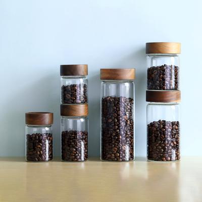 Contenitore per Conservare i Chicchi di Caffè Tubo di Vetro con Strumento in Legno Tubi Imbottigliati Conservazione Grani Barattoli di Legno Sigillati Strumento da Barista Regalo