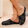 New Flat-bottomed Bag Head Half Slippers Women's Fashion Outer Wear Sequined Flat-heeled Mesh Cool Slippers Fairy Shoes