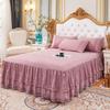3 Layers Bed Skirt Lace Ruffled Bed Skirt Couvre Lit Bedroom Bed Cover with Surface Non-slip Mattress Cover Bedsheet Bedspread