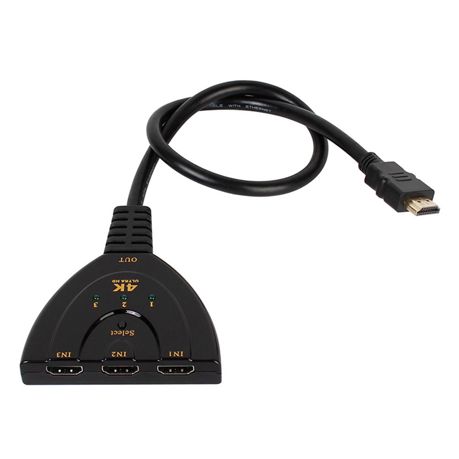 

Переключатель интерфейса HD Multimedia 3 в 1 4K 3-портовый видеопереключатель с индикатором состояния Черный