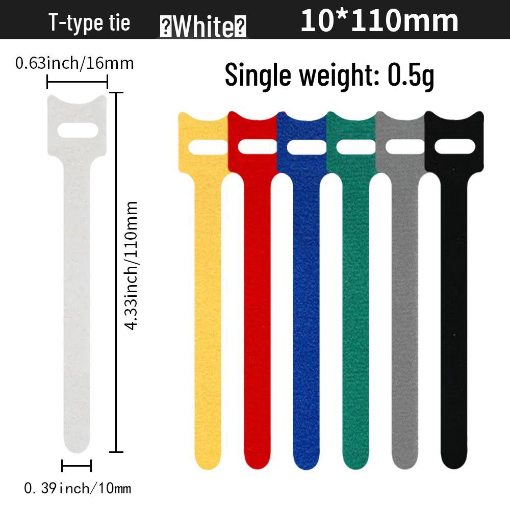 T-Type Magic Tape Cable Ties for Earphones, Data Cables, Organizers, and Network Cables with Back-to-Back Adhesive Straps.