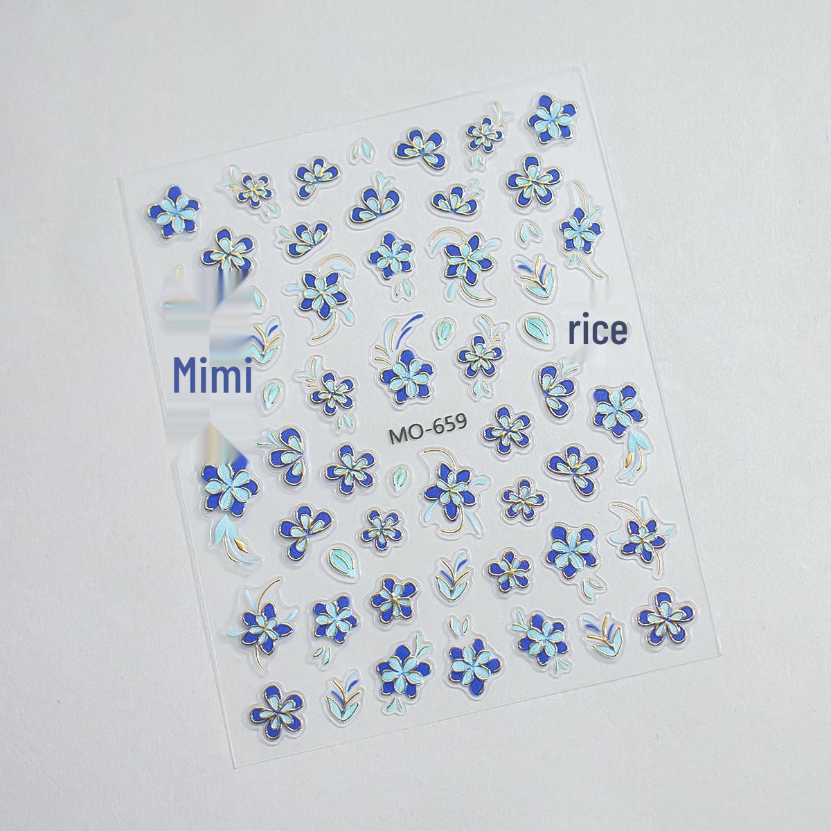 5D Floral Embossed Enamel Nail Stickers: Intricate Filigree, Luxury Texture, Multi-Color Gradient